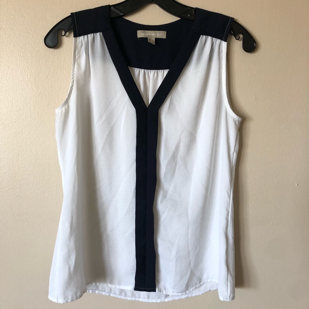 Banana Republic White/Navy Tank